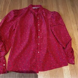 Vintage Chaus Red Patterned women’s blouse size 12